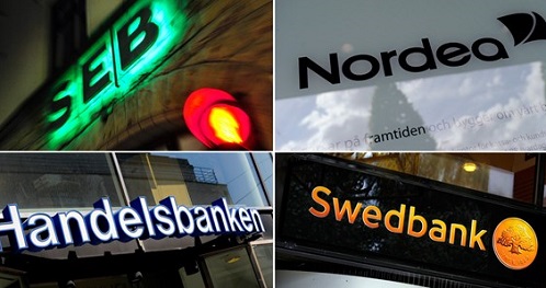 SEB, Nordea, handelsbanken och swedbank 